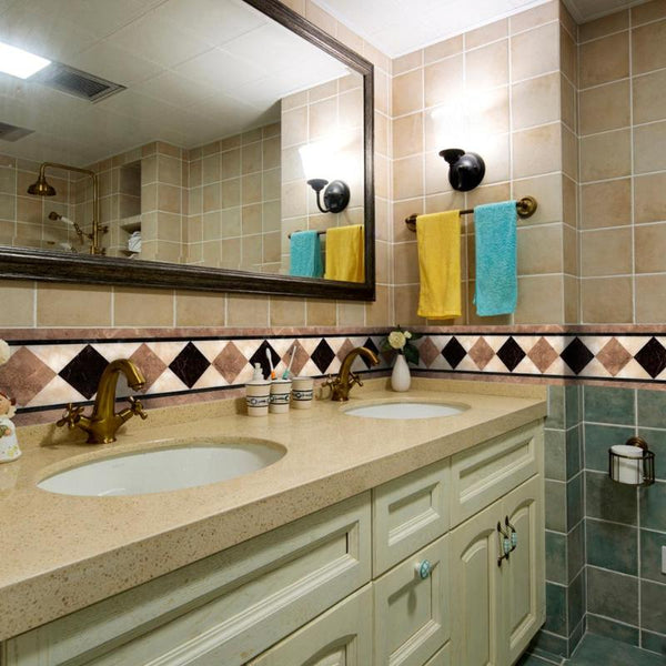 10x500cm DIY Wall Tiles Stickers Waist Line Wall Sticker Kitchen Self-Adhesive Bathroom Toilet Floor Waterproof PVC