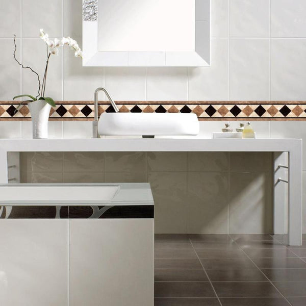 10x500cm DIY Wall Tiles Stickers Waist Line Wall Sticker Kitchen Self-Adhesive Bathroom Toilet Floor Waterproof PVC