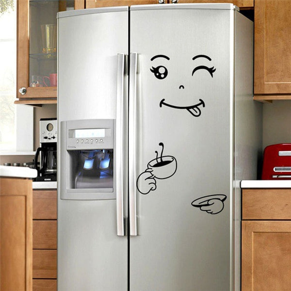 1PC Fridge Sticker Happy Smile Face Kitchen Fridge Wall Refrigerator